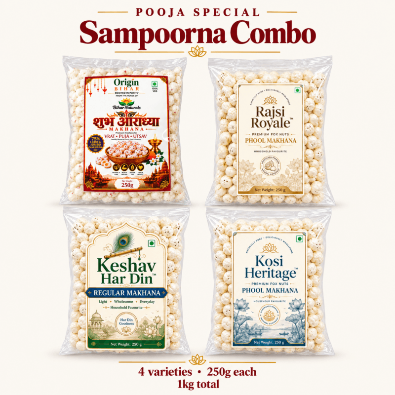 Pooja Sampoorna Combo: Shubh Aradhya, Rajsi Royale, Kosi Heritage and Keshav Har Din; four 250 g packs, 1 kg total